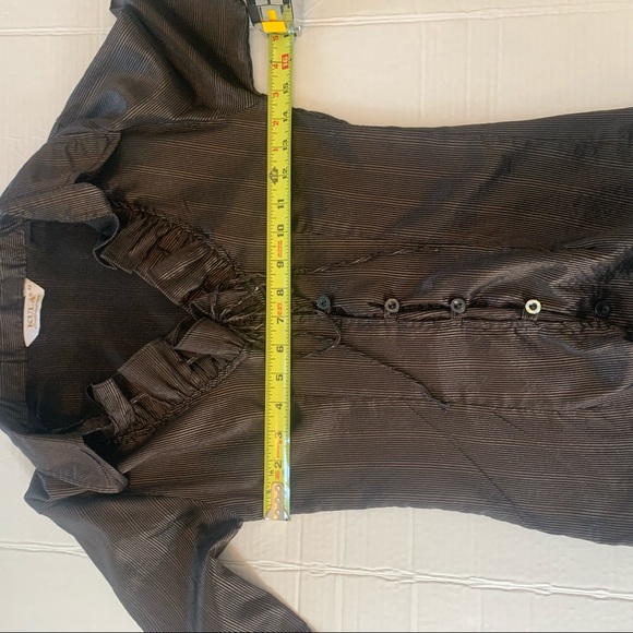 Kula collection ladies brown ruffled long sleeve top size 42 (EU) fits medium sz - Picture 9 of 12